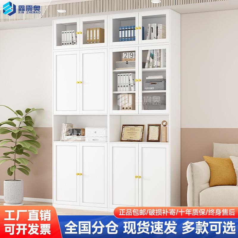 新款欧式玻璃门文件柜加顶柜2.4m高防尘书柜资料柜展示储物柜工厂