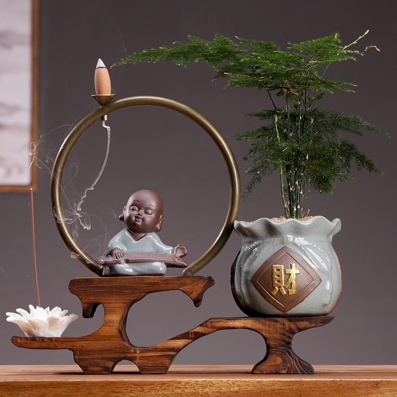 办公室植物盆栽摆件开业招财树绿植文竹小盆景客厅玄关桌面装饰品