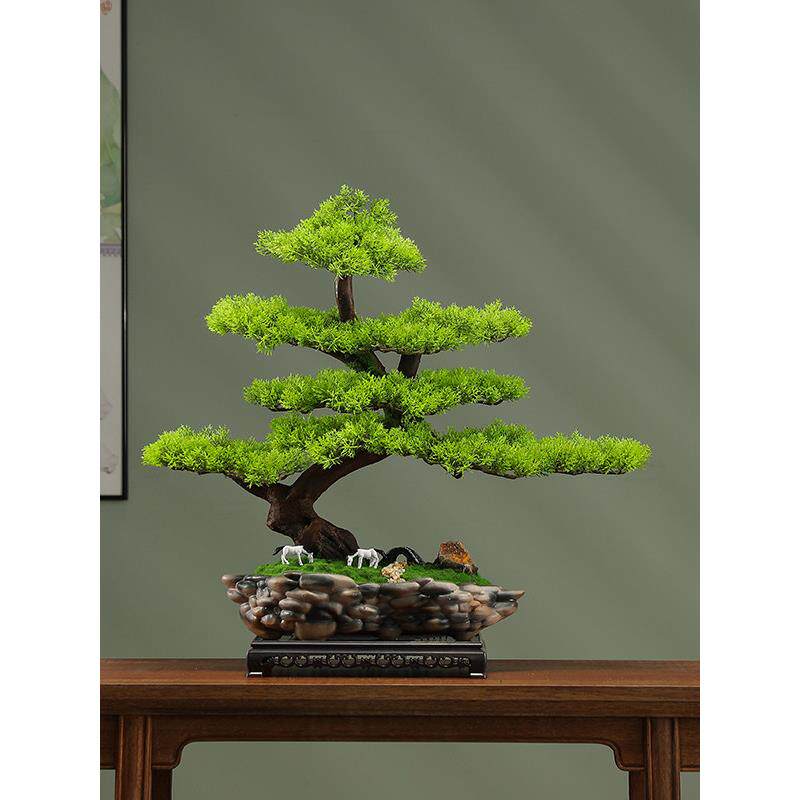 彷真假绿植迎客松盆景植物家居客厅玄关办公室桌面装饰摆件造景