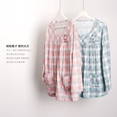 家乐芬睡衣女士春秋款秋季纯棉长袖家居服夏季薄款秋冬季全棉套装