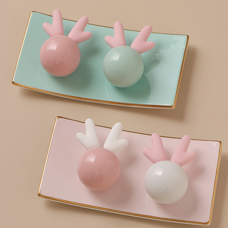 新款可爱小鹿拉手定制简约儿童房衣柜门橱柜子抽屉男女孩专用把手