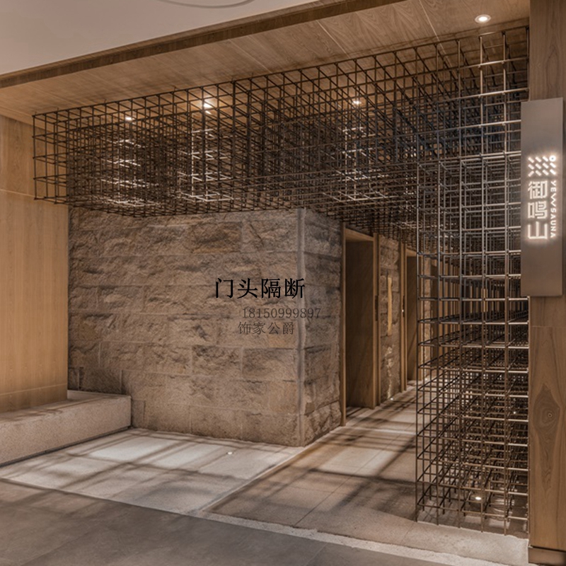 个性网红钢筋立体铁艺屏风隔断墙工业风饭厅酒吧办公室镂空装饰墙