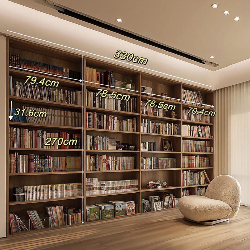 北欧定制满墙书柜落地书架整面墙书柜去客厅化书柜黑胡桃实木书架