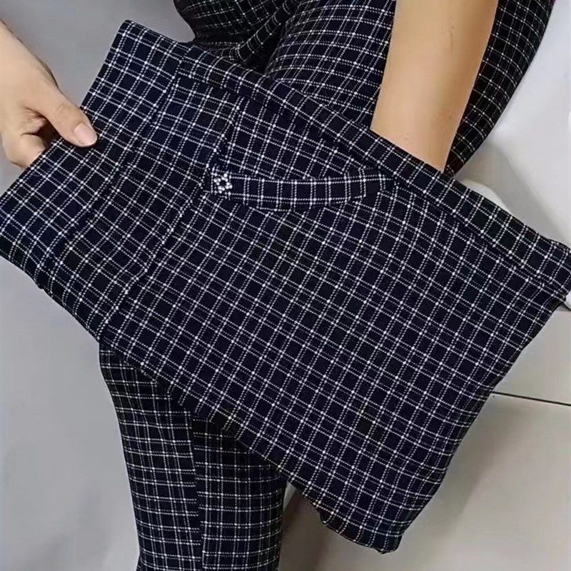 新款洋气格子加绒外穿棉裤女时尚2024年秋冬新款弹力打底保暖外裤