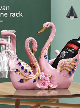 欧式创意喜鹊红葡萄酒架摆件家居客厅家用杯架酒柜装饰品结婚礼物