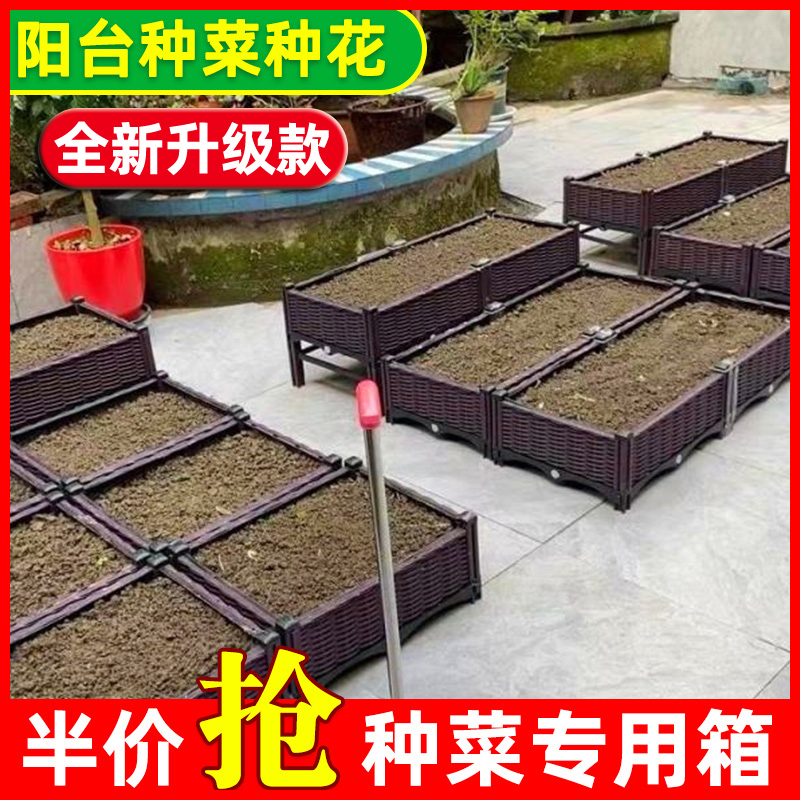 楼顶种菜专用箱室内阳台蔬菜种植箱花盆大号家用种菜盆长方形花箱