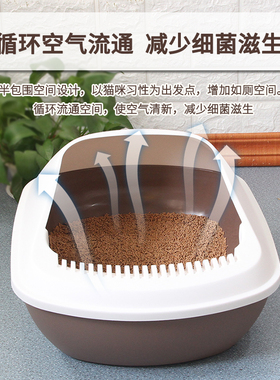 猫砂盆半封闭防外溅除臭幼猫小号特大超大号猫咪用品猫厕所猫屎盆