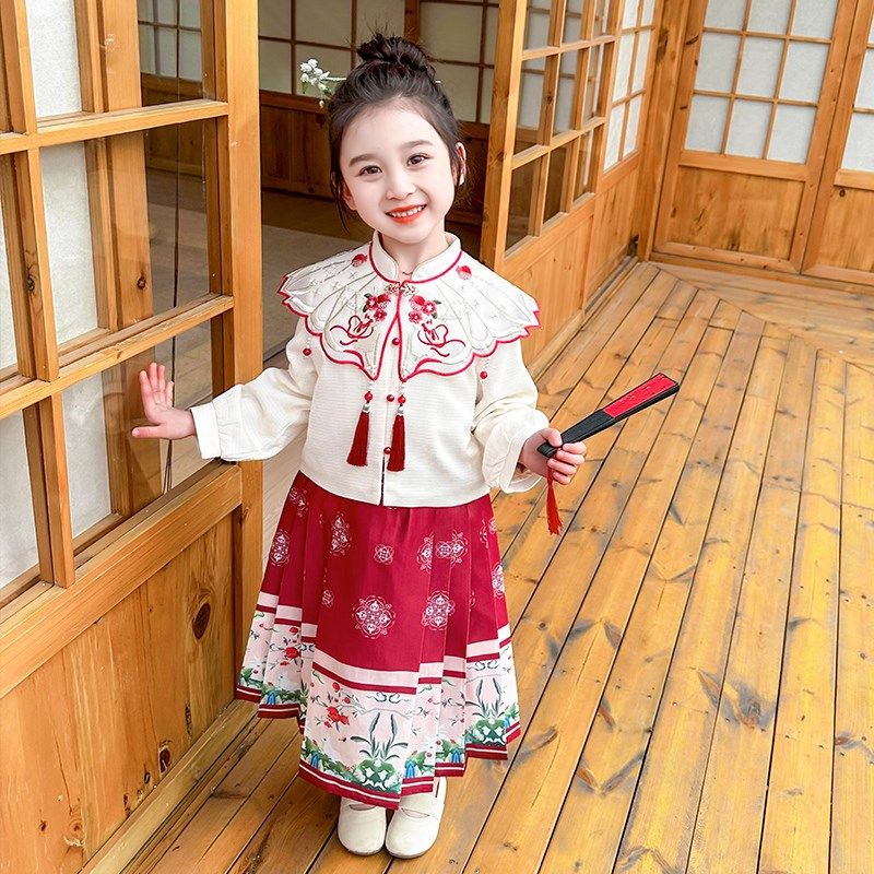 马面裙女童春秋款2024新款新中式国风套装裙子女宝宝春装儿童汉服