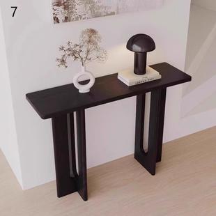侘寂风黑色玄关全实木工厂客厅家具茶几桌美术馆展览过道玄关摆设