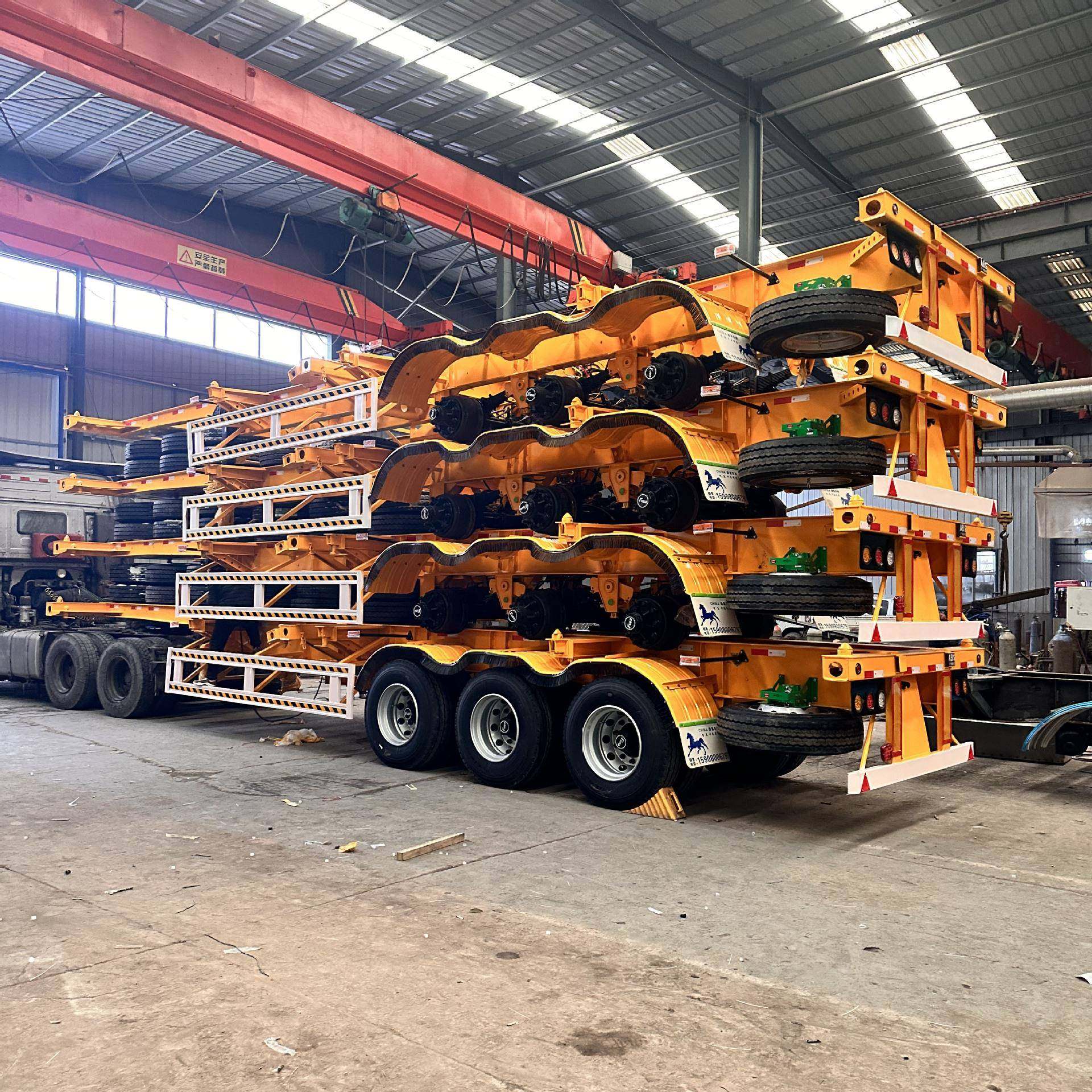 5米骨架半挂车集装箱平板运输车运输车三桥两桥骨架车