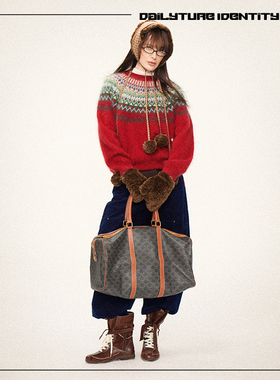 DID DAILY:Mercedes 羊毛拉毛费尔岛进口机织造节日氛围感毛衣