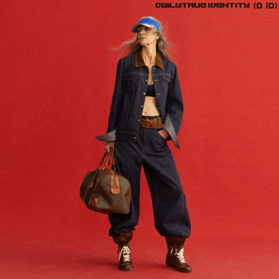 复古灯芯绒拼接色织牛仔格纹撞边牛仔夹克短外套 Mia DID DENIM