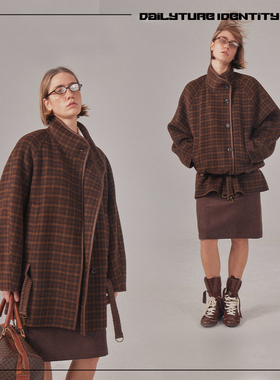 DID DAILY:Kira 复古羊毛格纹包边双面呢外套25秋冬新品