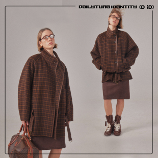 复古羊毛格纹包边双面呢外套25秋冬新品 Kira DAILY DID