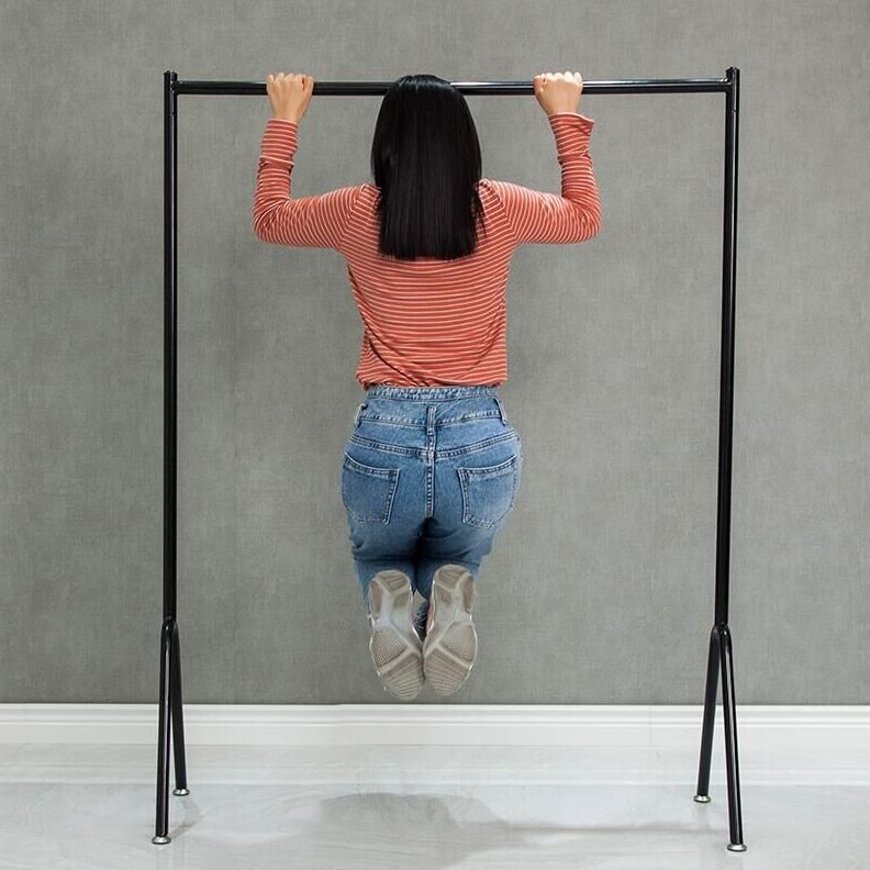 内凉家用简易衣帽架阳台架子卧室晾衣杆单杆折叠晒落地挂衣架收纳