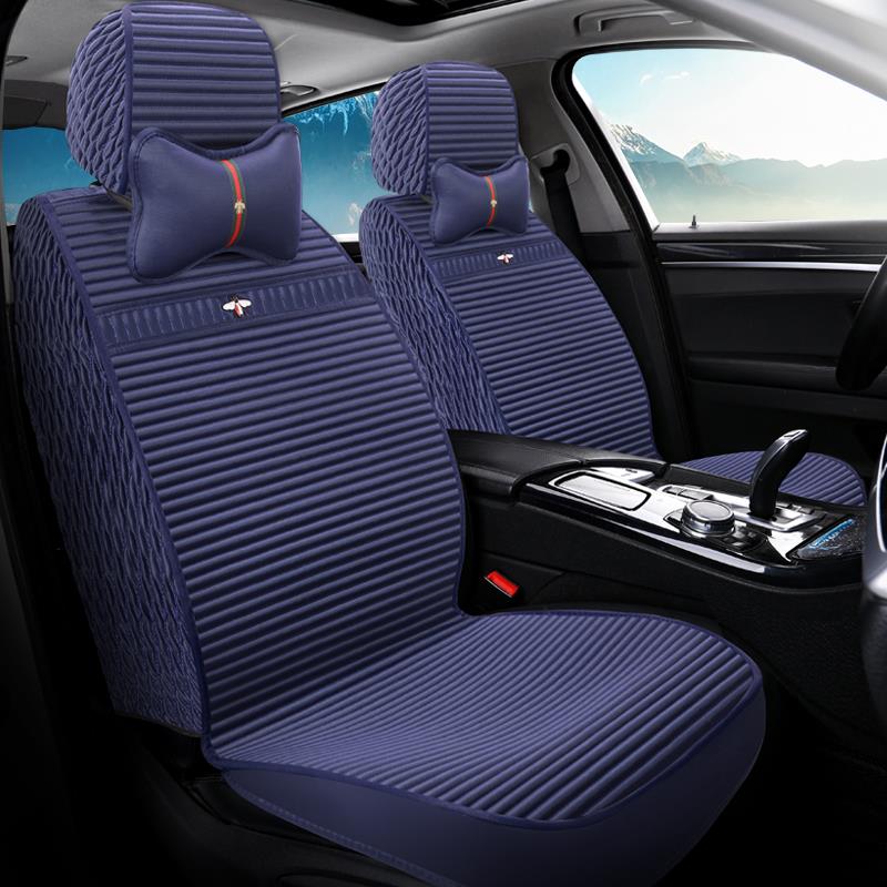 夏季汽车座套四季通用全包围亚麻坐垫养生苦荞麦布艺座垫透气座椅