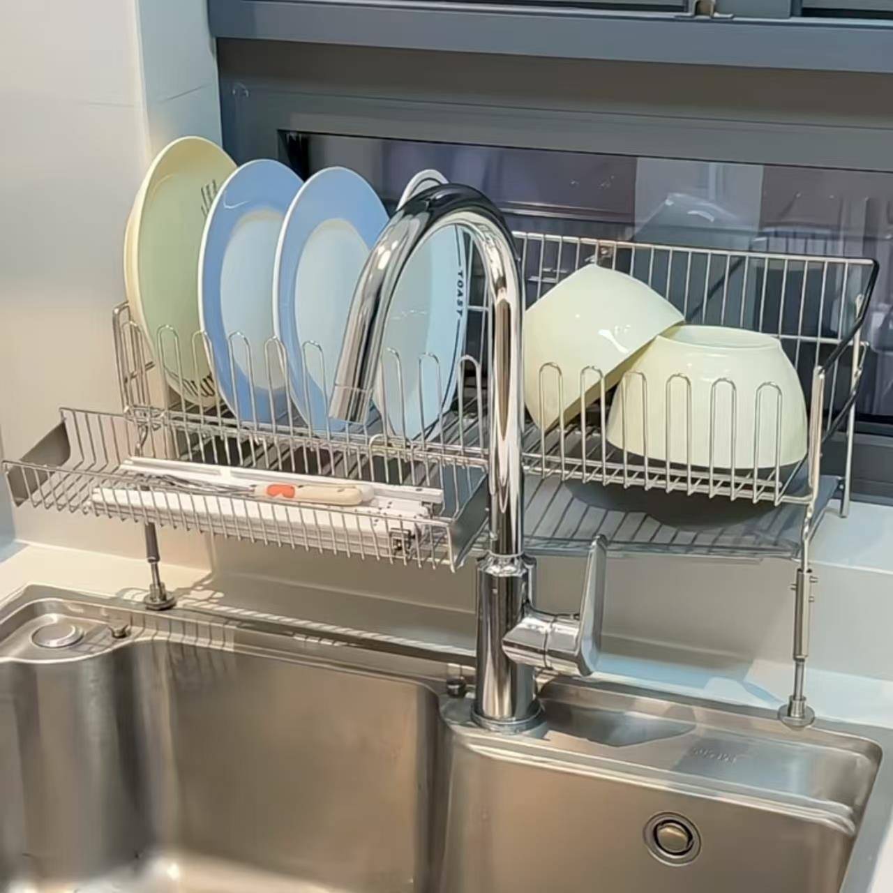 【厨房好物】304不锈钢碗盘水槽沥水架家用多功能置物架台面收纳