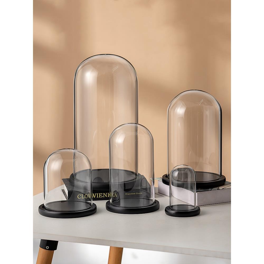 永生花玻璃罩标本手办人偶应援棒凤冠拼装模型透明展示盒家居摆件