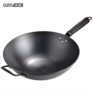 庆展老式圆底铁锅炒锅粘锅家用炒菜锅精铁锅熟铁锅无涂层生锈