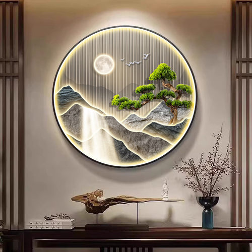 玄关装饰画现代背有靠山客厅灯画入户走廊过道进门挂画茶室饭厅画