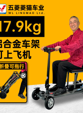 五菱菱猫铝合金四轮老年人代步车高端超轻便携残疾轮椅电动车