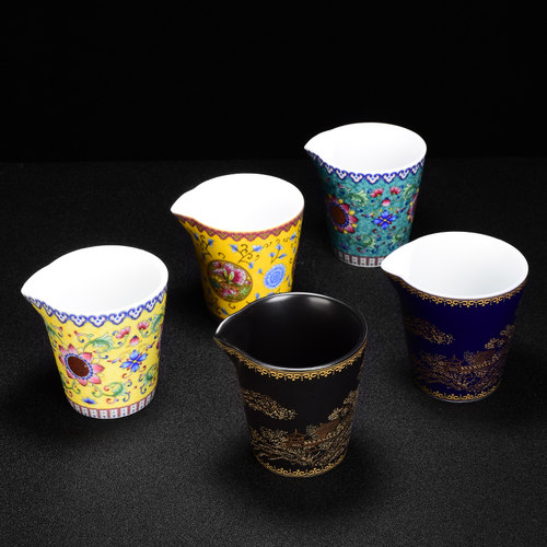 珐琅彩缠枝莲公道杯茶海泡茶分茶器分茶公杯功夫茶具