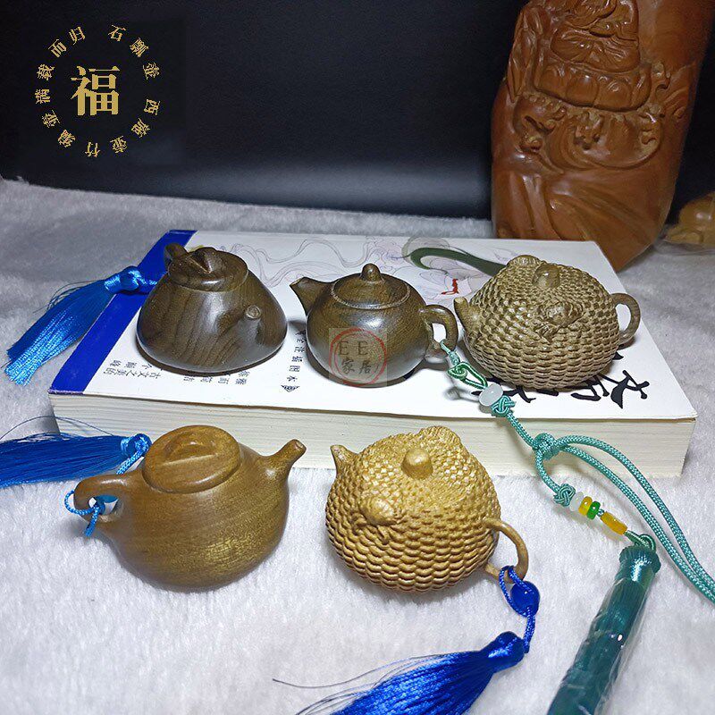 小叶紫檀把把壶楠阴沉木石瓢西施壶木雕