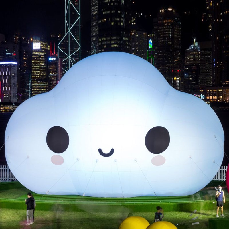 网红充气云朵气模露营地装扮展览白云景区美陈模型透明泡泡花朵