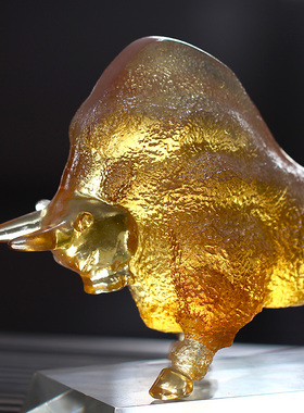 拓荒牛琉璃牛摆件居家客厅商铺前台桌面摆放装饰商务亲朋国风送礼