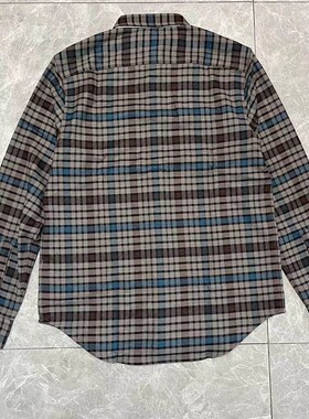 RL紫标厚实款式羊毛衬衫外套衬衣口袋长袖宽松男士秋冬宽松格子