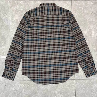 RL紫标厚实款式羊毛衬衫外套衬衣口袋长袖宽松男士秋冬宽松格子