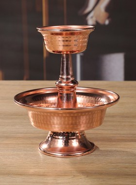 纯铜圣水杯尼泊尔工艺红铜手工护法杯供水杯净水碗供杯大中小紫铜