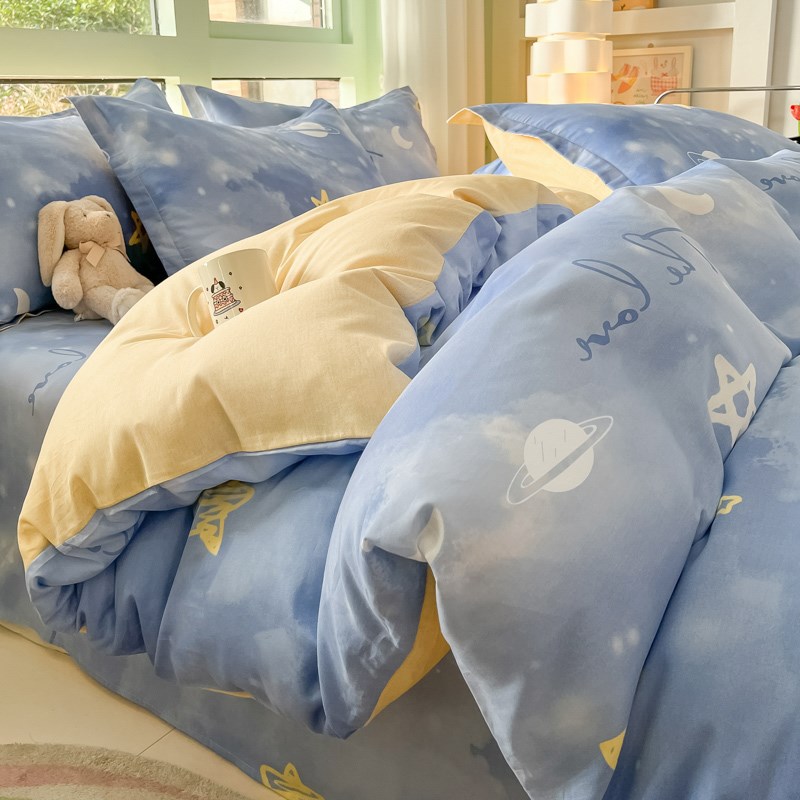 四件套全棉纯棉2024年新款南通被单床笠款床单小清新被罩220x240