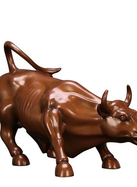 纯紫铜招财牛华尔街牛摆件 旺市牛 客厅办公室开业礼品