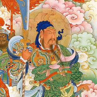 武神关公挂画关羽关帝财神新中式店面玄关客厅有框装饰画油画布