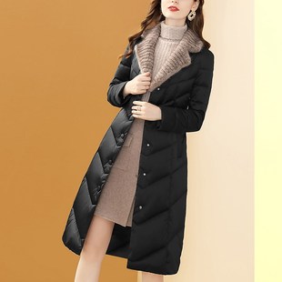 时尚轻薄羽绒棉服女中长款大码冬装高级感修身外套高端气质上衣潮