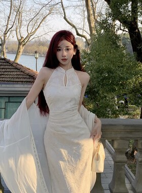 【I do 求婚裙】新中式连衣裙女春季清冷感复古改良旗袍白色长裙