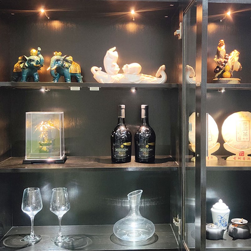 LED12V免钻孔1W明装展柜酒柜模型模型珠宝吸顶超小超薄微型钮扣灯