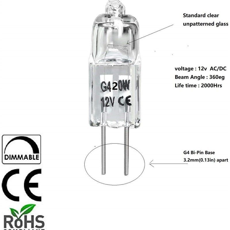 10支 G4 卤素灯泡香薰灯12V20W插脚灯泡水晶灯珠卤钨灯G9灯珠