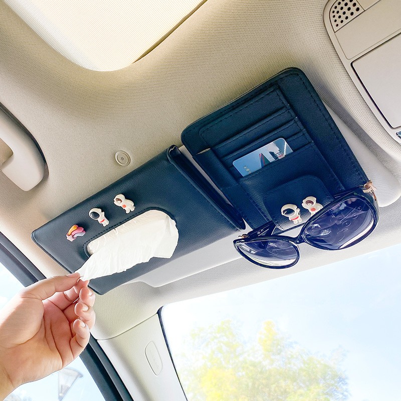 车载抽纸盒汽车上用可爱内饰挂式纸巾盒车内卡片夹装饰用品大全