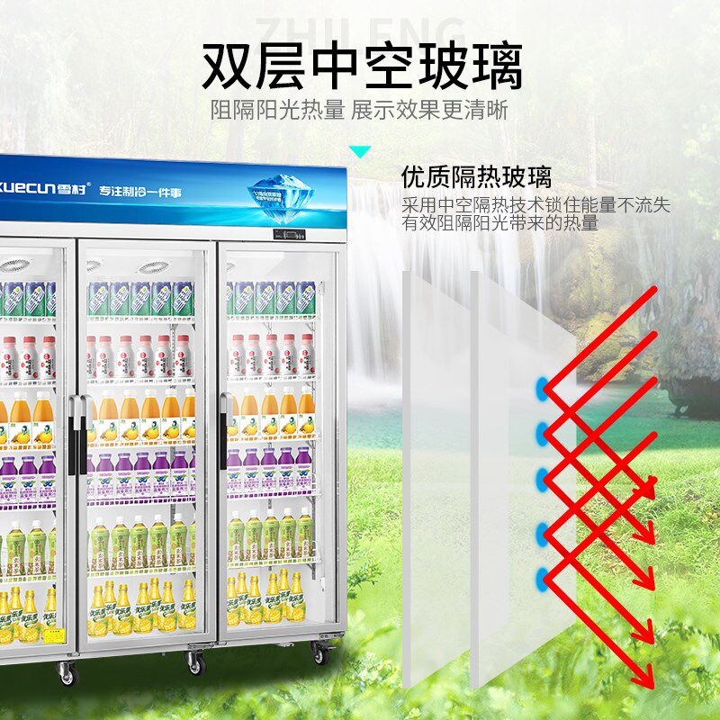 雪村冷藏饮料展示柜单门啤酒商用保鲜冰柜超市立式大容量两门冰箱