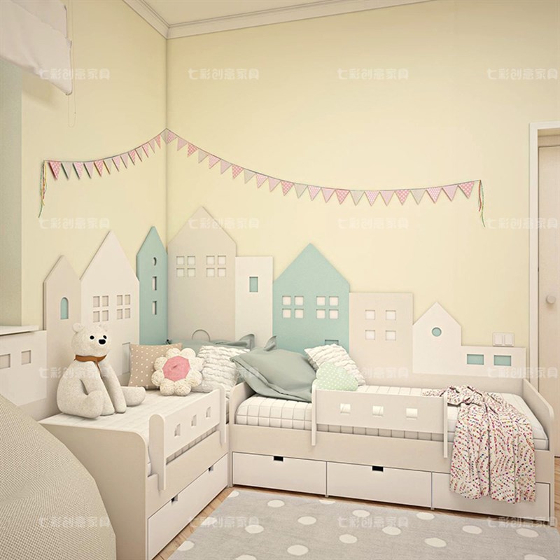 儿童床拼接单人床组装小床男孩女孩实木定制双胞胎床房子卡通婴儿