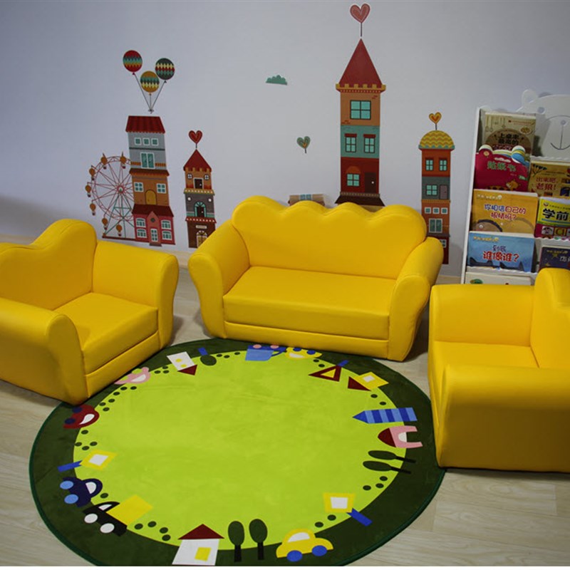 儿童懒人阅读区小沙发组合套装女孩公主宝宝粉红爱心幼儿园沙发