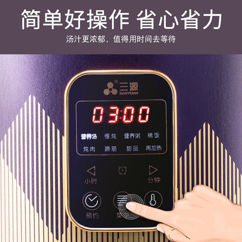 三源紫砂电炖锅煲汤煮粥家用电砂锅2023年新品陶瓷电汤锅养生锅