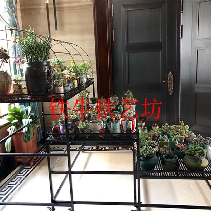 阳台阳光房移动带轮多层伸缩多肉花架铁艺花架子防雨遮阳室外庭院