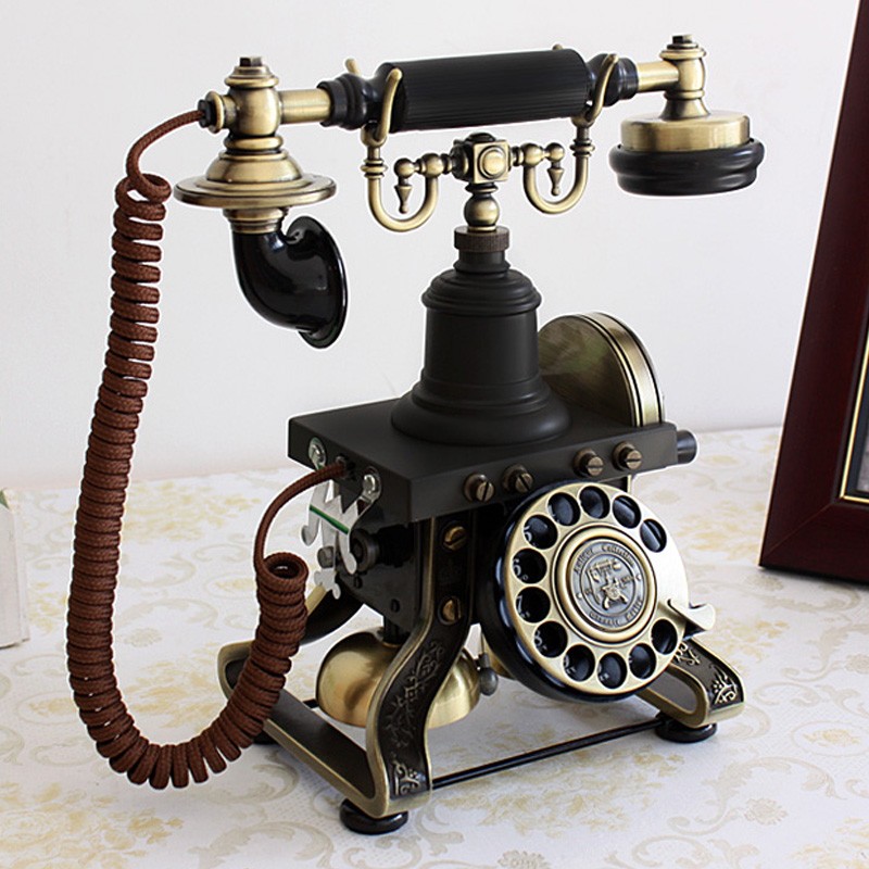 派拉蒙1892欧式仿古电话机老式手摇民国怀旧家用旋转盘复古座机