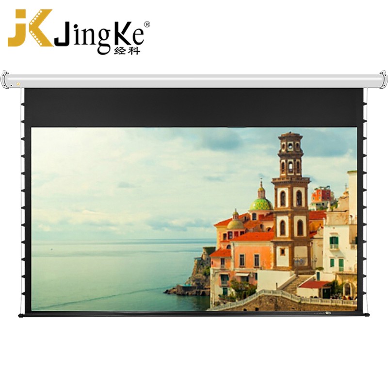 JK经科G-100s电动遥控拉线屏幕80/100寸高清家用投影幕白玻纤幕布