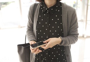 韩国新款2021秋装新款波点百褶雪纺连衣裙女 宽松大码秋冬打底裙