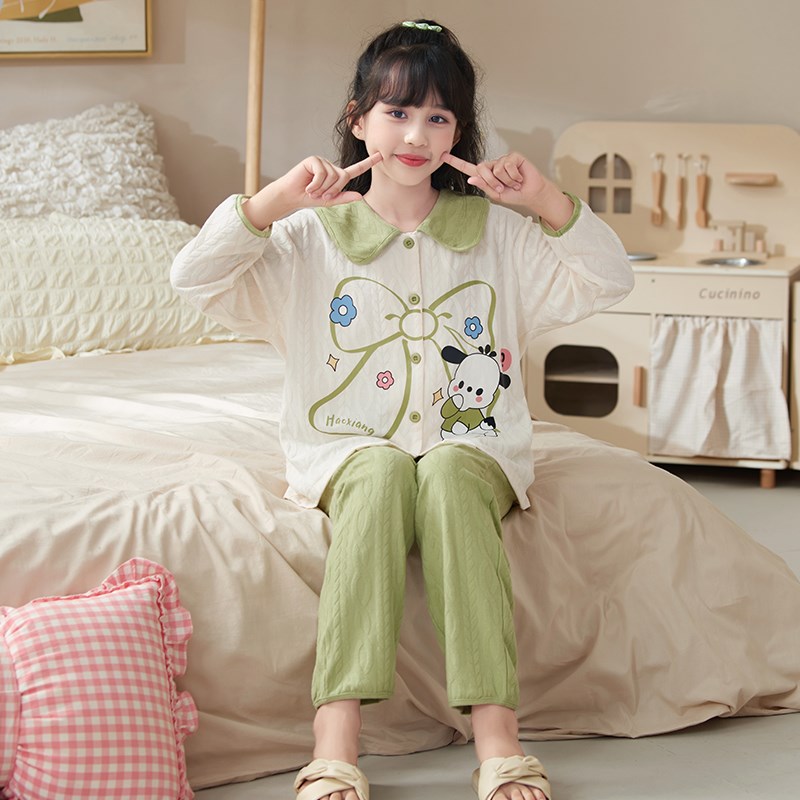 女童睡衣春秋季纯棉2024年新款儿童红色本命年家居服冬季女孩秋款