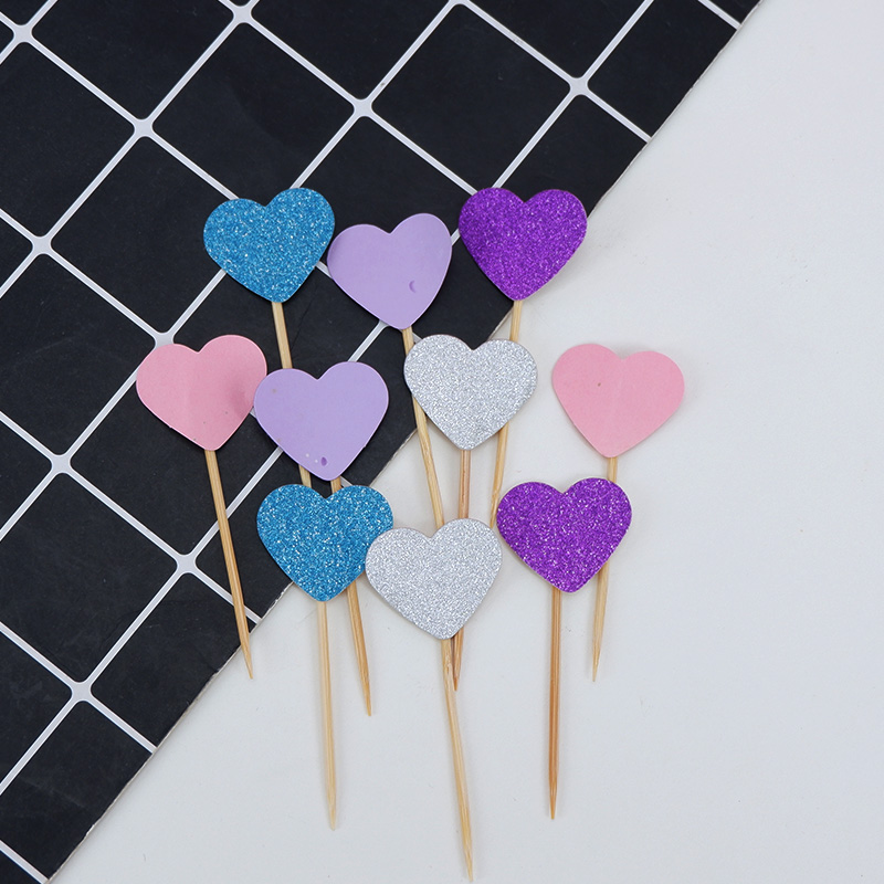 生日快乐蛋糕装饰布置插牌磨砂爱心五角星牙签甜品装扮插旗配件